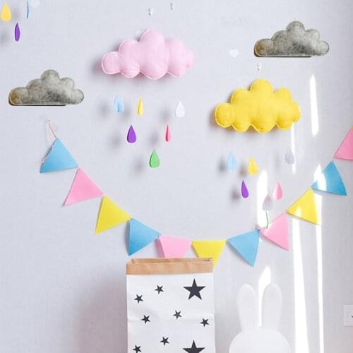 Nordic Felt Cloud Garlands String Flags Baby Kids Room Decoration Wall Hanging Ornaments Nursery Decor Baby Banner Photo Props
