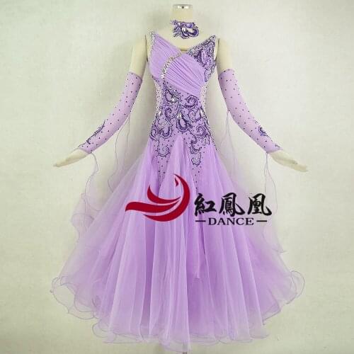 Standard Ballroom Dance Dresses High Quality Stage Purple Flamenco Tango Waltz Dancing Costume Women Ballroom Competition Dress