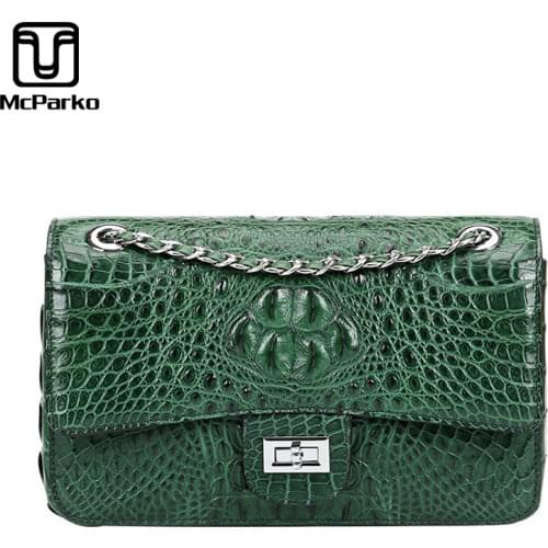 McParko Women Shoulder Bag Chain Handbag Genuine Crocodile Leather Messanger Bag Female Fashion Shopping Bags Crossbody Handbag