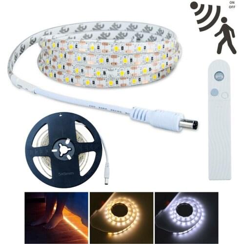 5V 1M/3M/3M PIR Motion Sensor LED Strips Light Flexible Neon Stripe Ribbon Tape Fita Diode TV Backlight for Living Room Corridor