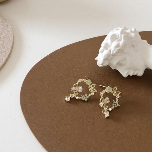 TIMEONLY Delicate CZ Zircon Opal Butterfly Floral Stud Earring for Women Girls Elegant Charms Earrings Japan Style Jewellery