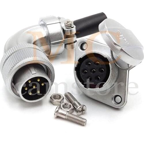 WS20 7pin Metal Power Connector, Electrical Waterproof Power Supply Plug Socket Aviation Bulkhead Connector