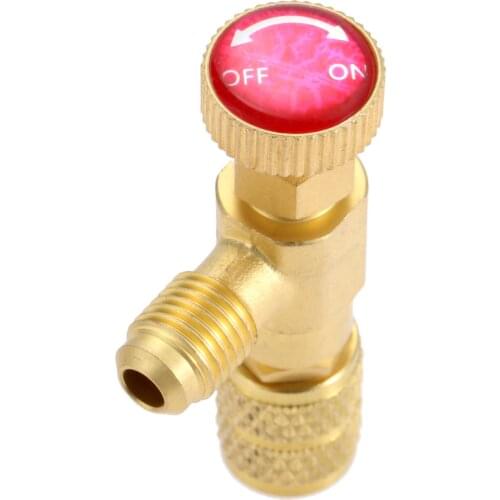 R410A Valve Charge Gas Safety Control Adapter Ball Valve 1/4" Male 5/16" Female