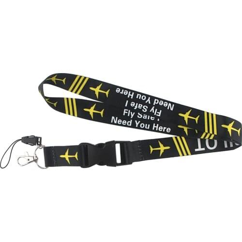 10pcs/lot J1649 Lanyard for Keys Fly Safe I Need You Here pilot pattern for Phones USB Keys Keychains ID Name Tag Badge Holders