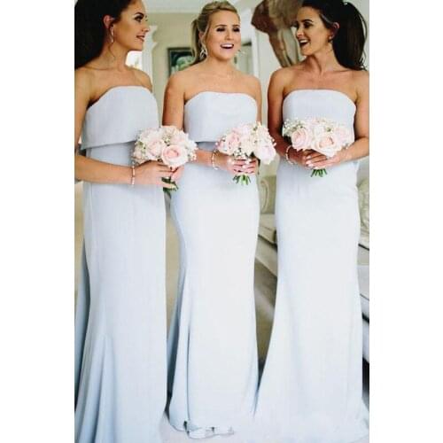 2019 Bridesmaid Dresses Strapless Sleeveless Floor Length Formal Weding Guest Dress Maid Of Honor Gown