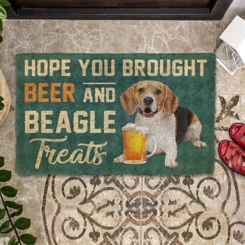 3D Hope You Brought Beer And Beagle Treats Doormat Indoor Doormat Non Slip Door Floor Mats Carpet Rugs Decor Porch Doormat