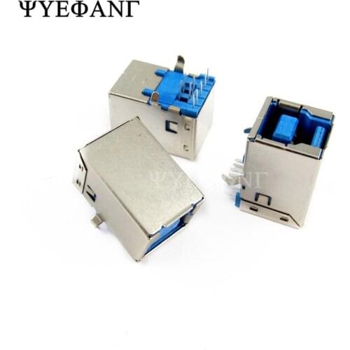 5pcs 3.0 USB Female Connector 90 Degree Blue Plastic Shell Square Mouth Usb B Female Inline Printer Socket