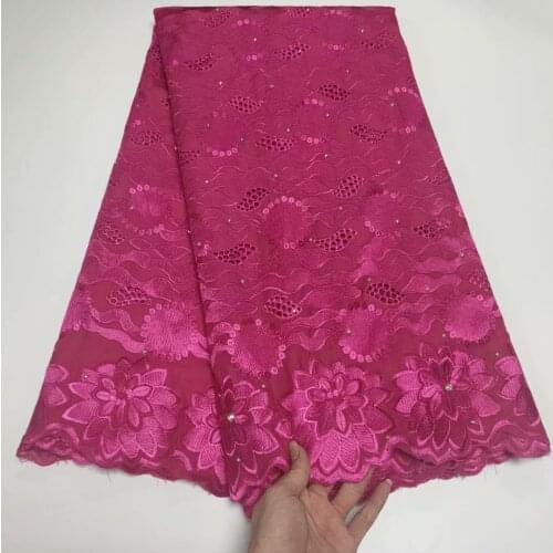 5 Yard Dry Lace Fabric Latest Heavy Beaded Embroidery African 100% Cotton Swiss Voile Popular Dubai Style For Party Wedding