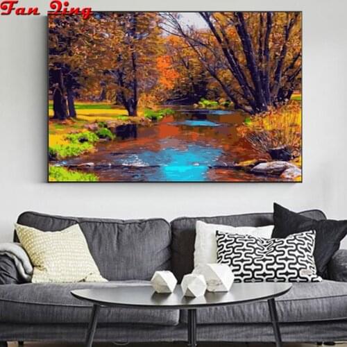 Diamond painting maple leaf forest full diamond square round 5D DIY diamond embroidery 3D cross stitch mosaic home decoration