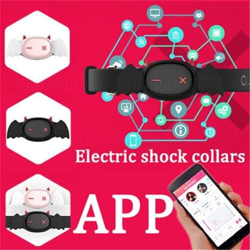 APP Remote Control Electric Stimulation Dog Slave BDSM Collar Restraint Neck Electric Shock Collar Adult Game QIUI Sex Products