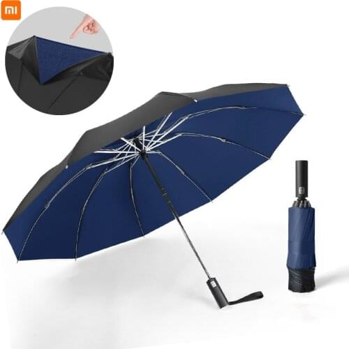 Xiaomi youpin 10 Bone Double Cloth Fully Automatic Umbrella Vinyl Business Tri-fold Sunny Rain Umbrella Folding Reverse Umbrella