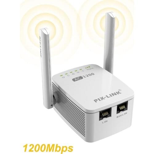 PIXLINK Wirless WiFi Router Range Extender 1200Mbps Repeater Access Point 2.4/5G Dual Band AC11 AC12 Amplifier Wi-Fi Signal Home