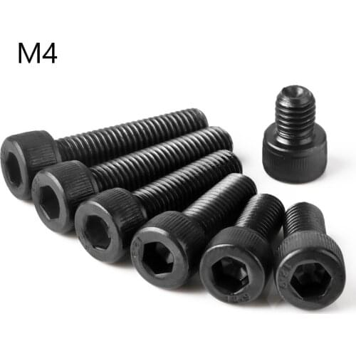 M4 Bolt 12.9 Grade Alloy Steel Black Hexgon Socket Screw M4* 5 6 8 10 12 14 16 18 80 90 100 110 120mm Extended Screw Full Tread