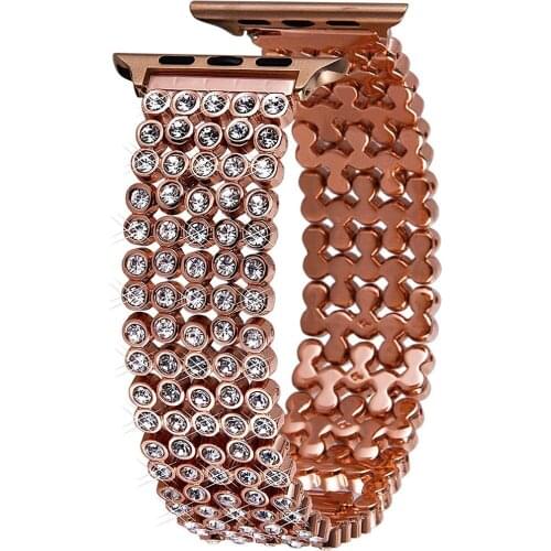 High Quality Metal Watch Bracelet for iwatch 4 5 6 SE Band 44mm 40mm Replacement Diamond Strap for Apple Watch Series 3 2 1