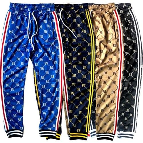 New Plaid 3d Printed BB Jogging Pants Mens Fitness joggers Mens high Street Trousers Striped Stitching Slim Training Sweatpants