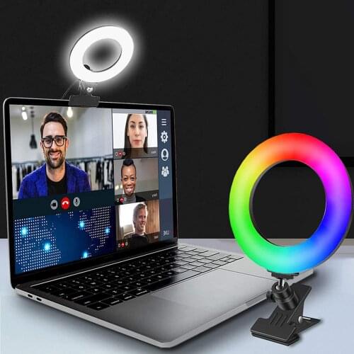 Dimmable Desktop LED Circle Light LED Circle Lights 10 Colors RGB Selfie Ring Light for Live Stream Live Streaming Makeup