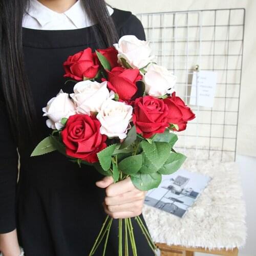 Home Wedding Decoration 51cm High Quality Fleece Cloth Big Head Cheap Fake Rose Flower
