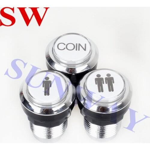 16PCS CHROME Silver Plated 12v illuminated LED Arcade Push Button With MicroSwitch 1Player 2player Coin Start Button