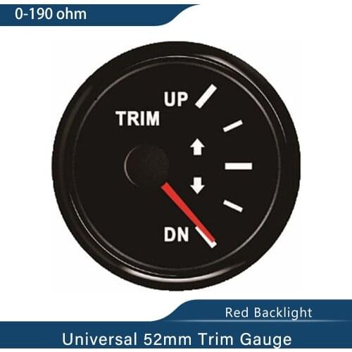 2 inch Marine Trim Gauge Meter UP-DN Inboard Outboard Engine 0-190ohm Signal With Red Backlight 12V 24V
