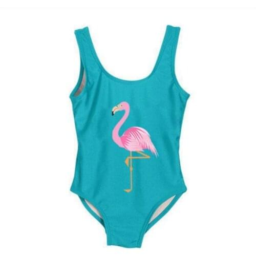 Funfeliz Flamingo Swimsuit for Girls 2-8 Years One Piece Girls Swimwear Cute Unicorn Kids Swimming Suit Children Bathing suits