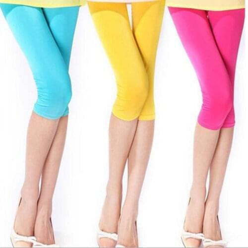 Ice Silk Short Leggings Women Summer Ultra Thin Pants Leggings Elastic Slim Short Capris Girl Basic Bodycon Under Jeggings