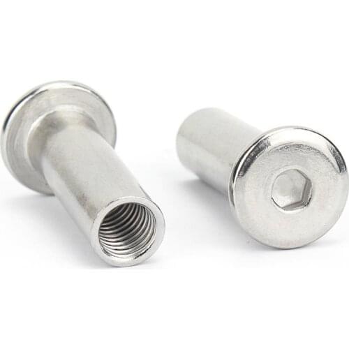 5/10pcs 304 Stainless Steel Large Flat Hex Hexagon Socket Head Furniture Rivet M3 M4 M5 Connector Insert Joint Sleeve Cap Nut