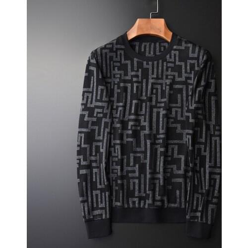 Round Collar Men Luxury Yarn Dyed Geometric Sweatshirt Male Spring And Autumn Slim Mens Hoodies Plus Size 4XL