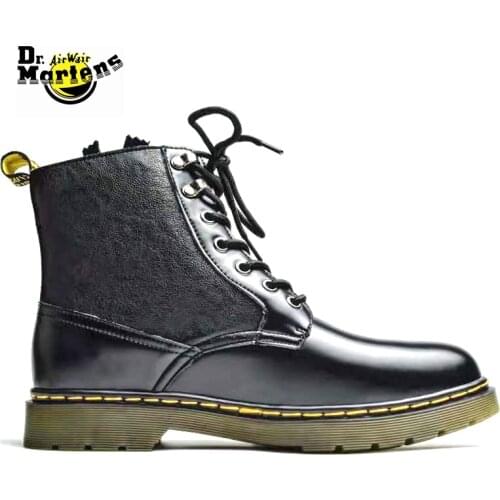 Dr.Martens Men and Women 7 Eyes Doc Zipper Leather Punk Slip-Resistant Motorcycle Boots Unisex Street Martin Fashion Shoes