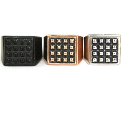 2017 Cool Style Biker 3 Color Square Ring With Hot Black Stainless Steel Mens Fashion Fashion Biker Rose Gold Ring