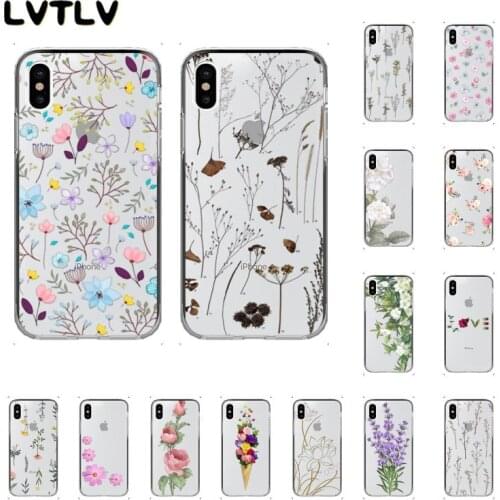LVTLV Real Dried Flowers Soft Transparent TPU Phone Case for iPhone 11 12 pro XS MAX 8 7 6 6S Plus X 5 5S SE XR cover