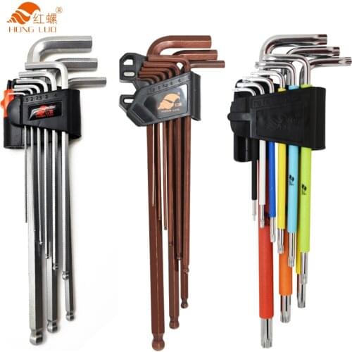 9PCS Double-End L Type Screwdriver Hex Wrench Set Allen Key Hexagon Flat Ball Torx Star Head Spanner Key Set Hand Tools