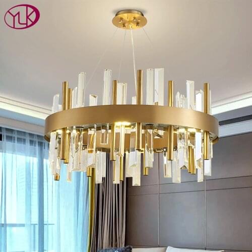 New modern crystal chandelier for living room round led cristal light lustre bedroom decor gold/black hanging lighting fixtures