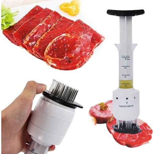 New Qualified Meat Meat Tenderizer Needle For Steak Meat Injector Marinade Flavor Syringe With Stainless Steel Kitchen Tools