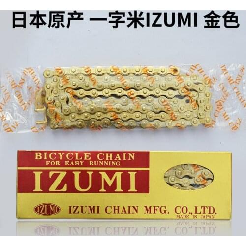 JAPAN IZUMI TRACK SINGLE SPEED Mountain Bike Chain FIX GEAR SPEED GOLDEN Chain 1/2*1/8*100L Links MTB Bicycle Accessories