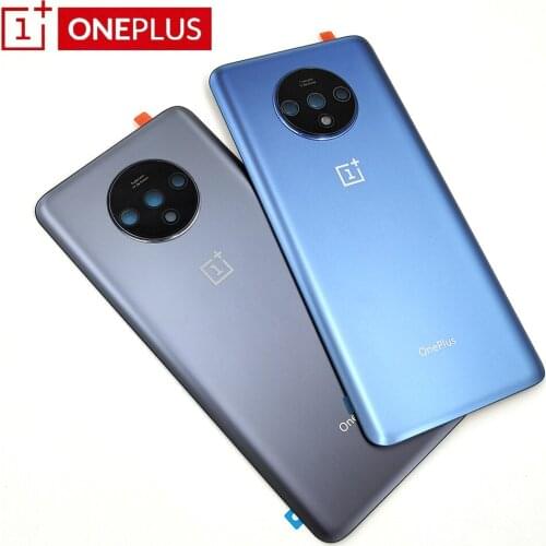 Original Oneplus 7T Glass Back Battery Cover Door Rear Glass One Plus 8T Battery Cover 1+ 7t 8t Housing Case + Camera Lens +Logo