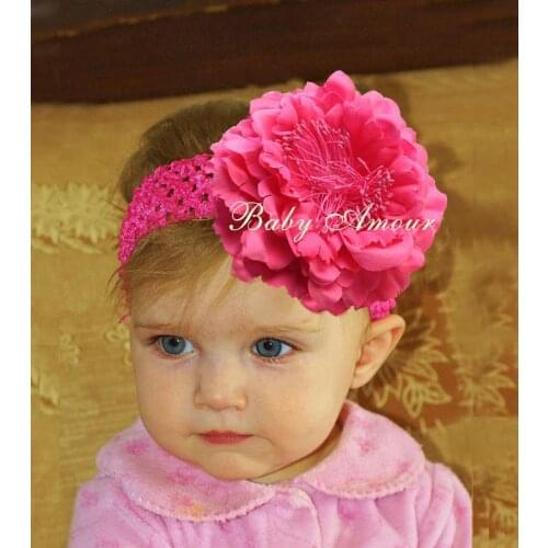 Baby girls big flower hair band kids headband Headwear Pink