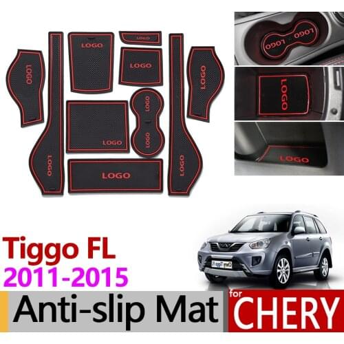For Chery Tiggo FL 2011~2015 Anti-Slip Rubber Mats Cup Cushion Door Groove Mat T11 facelift 2012 2013 2014 Accessories Stickers