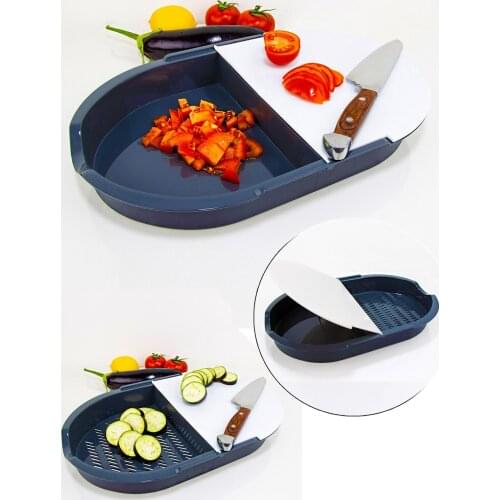 Plastic Cutting Board Double Chamber Board With Strainer Stylish Design Practical Cutting Board Strainer Kitchen