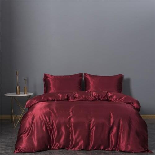 Luxury Bedding Set King Size Black Satin Silk Comforter Bed Home Textile Queen Size Duvet Cover Solid Color Home Textile