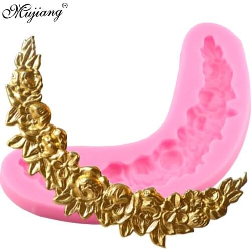 Rose Garland Silicone Molds Cake Border Fondant Mold Candy Clay Chocolate Gumpaste Molds DIY Wedding Cupcake Decorating Tools