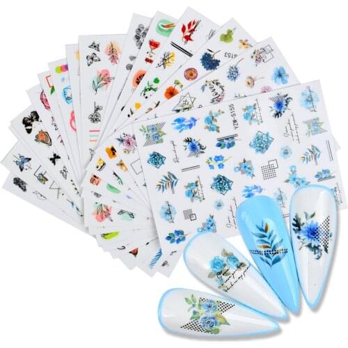 Butterfly Creative Designs Nail Stickers Self Adhesive Sliders Butterfly Flower Leaves 3D Decals Beauty Nail Foils Accessories