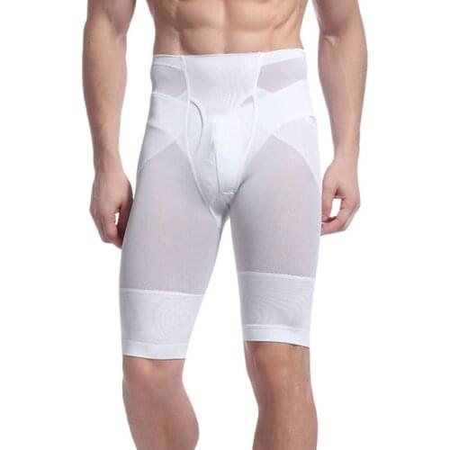 Mens High Waist Tummy Control Body Shaper Shorts Breathable Mesh Leg Compression Slimming Shapewear Butt Lifting Pants