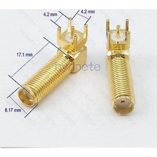 SMA female pin jack right angle Mount PCB Solder Square RF Connector Adapter #4