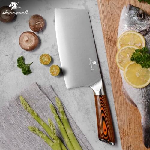 Shuangmali 6.5 Inch Chinese Chef Knife 5Cr15 Stainless Steel Kitchen Cleaver Knives Utility Slicing Meat Chef Vegetable Knife