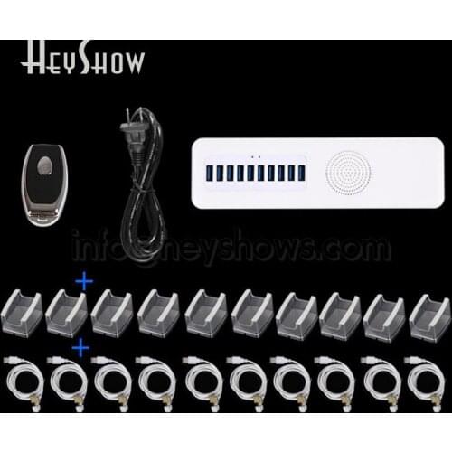 4 6 8 10 Ports Mobile Smart Phone Security Display Burglar Alarm System With Acrylic Stand Cell Phone Anti-Theft Alarm Host