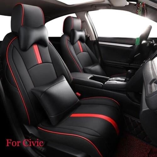 Car Special Custom seat covers For Honda Civic 2016 2017 Perfect protection seat cushion fashion Leather stitching （black/red