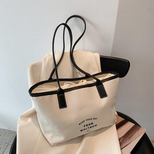 Shoulder Bag Female Designer Tote Bag Handbag Purse Letter Drawstring Fashion 2021 New Canvas Simple High Capacity All-match