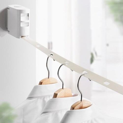 Indoor and Outdoor Clothes Drying Rack Portable Heavy Duty Easy Installation Retracting Clothesline Wall Mount Hanger Rack