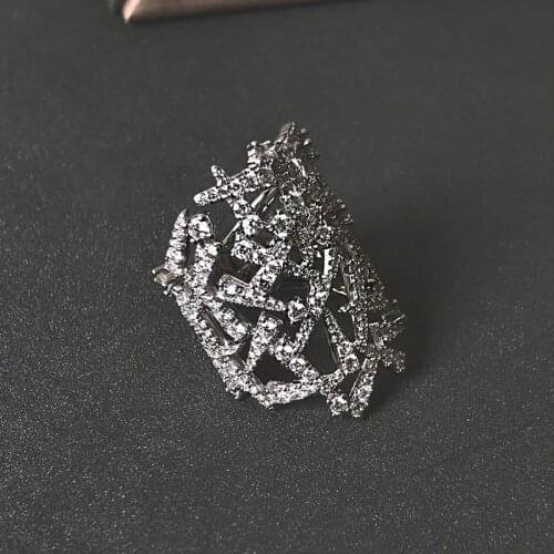 UMGODLY Fashion Silver Color Festival Mesh Ring Female Luxury Jewelry Simple Personality Retro Ring Valentines Day Gift