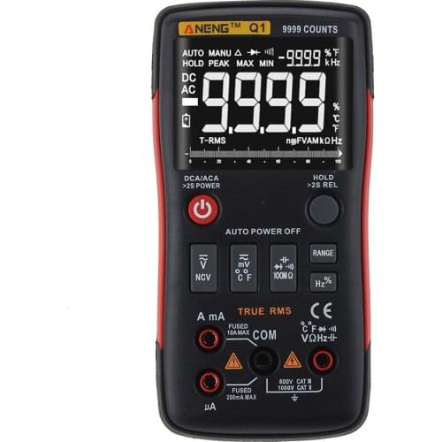 Unique Digital Multimeter Q1 9999 Counts True RMS Auto/Manual Range AC/DC Volt Amp Ohm Capacitance Frequency Temperature Tester